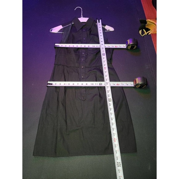 Nanette Lepore Women Black Solid Collared Sleeveless Casual Knee Length Dress 6 - Picture 8 of 9